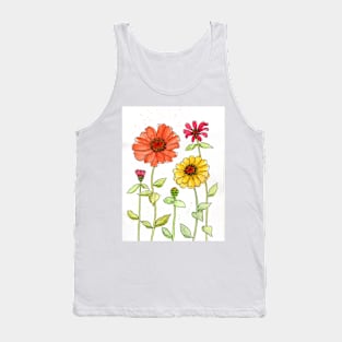 Bright Red, Orange and Yellow Zinnias Tank Top